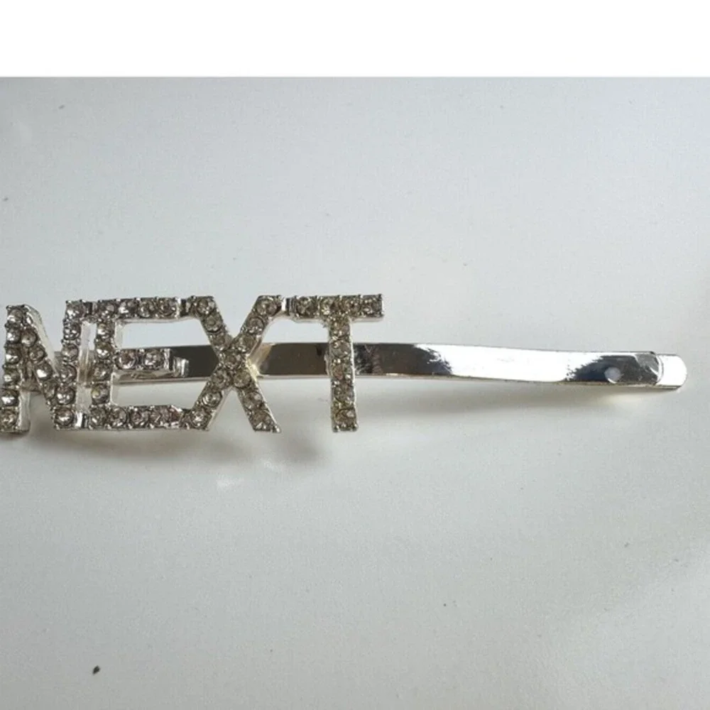 NEXT Rhinestone Hair Clip Silver Gold Tone Statement Hair‎ Accessory Y2K J-01